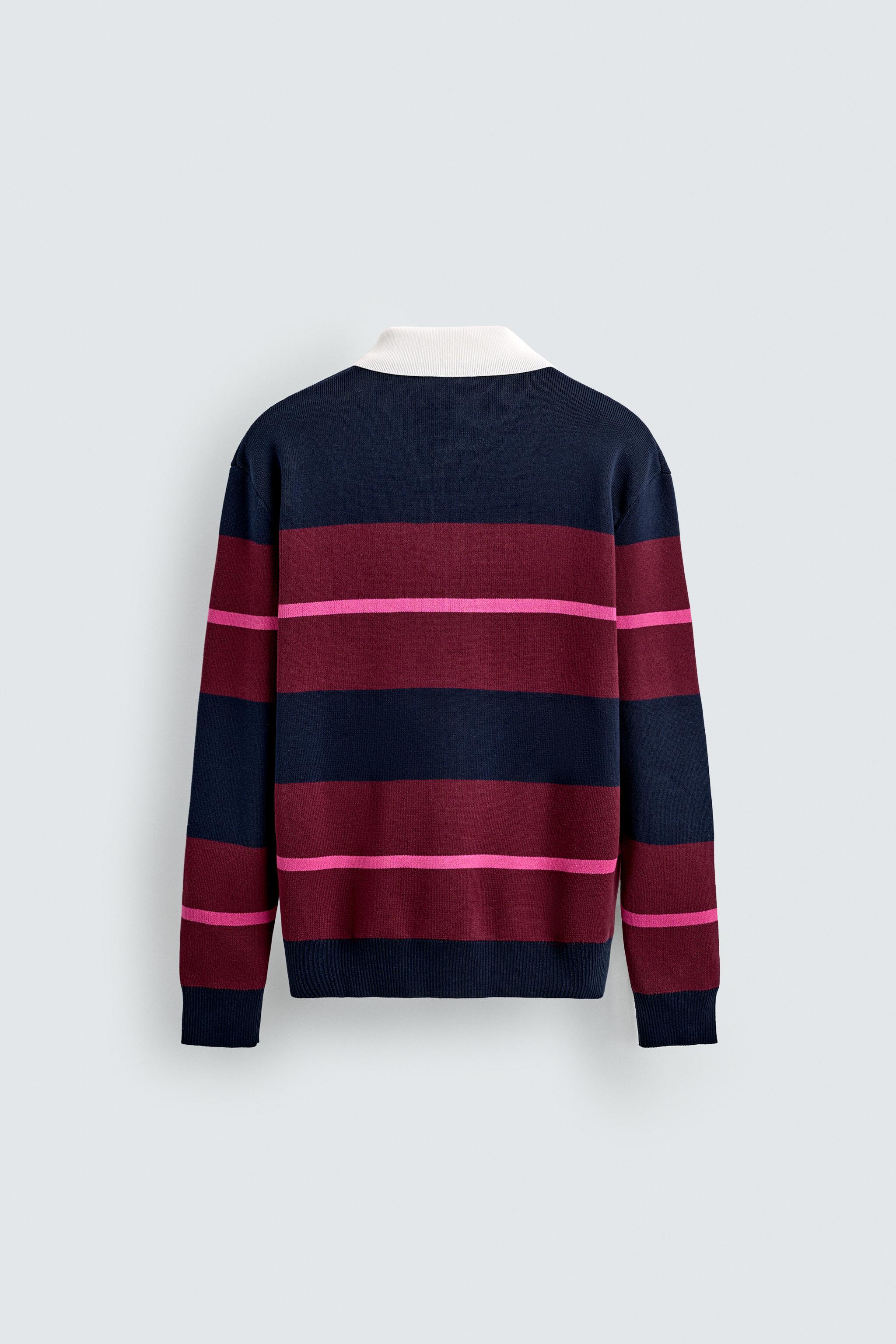 STRIPED KNIT POLO SHIRT